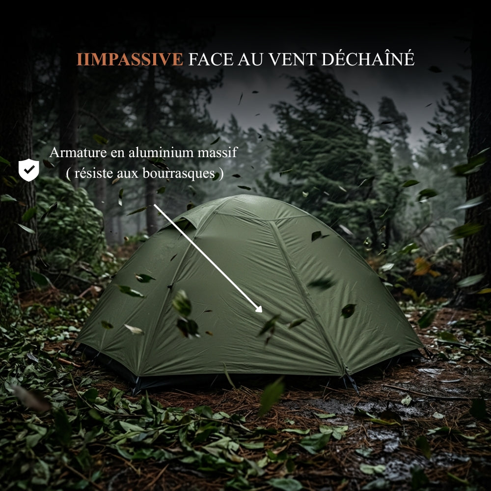 Tente de camping dôme 2 places en aluminium