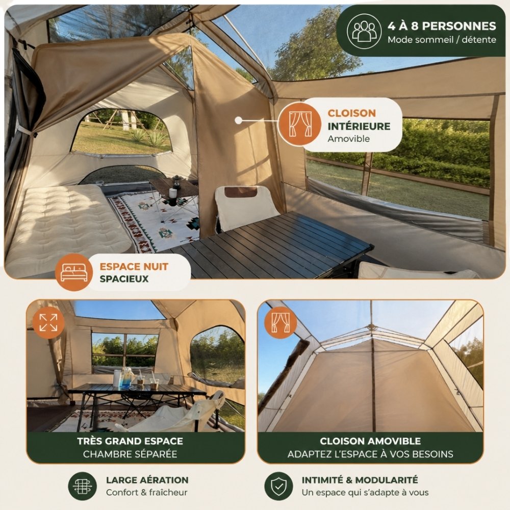 Tente camping familiale XXL | La Villa Express