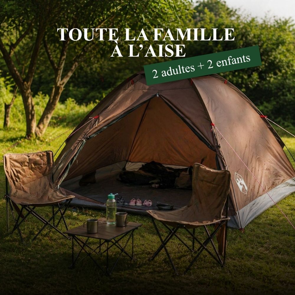 Tente camping familiale 3-4 places | Le dôme marron