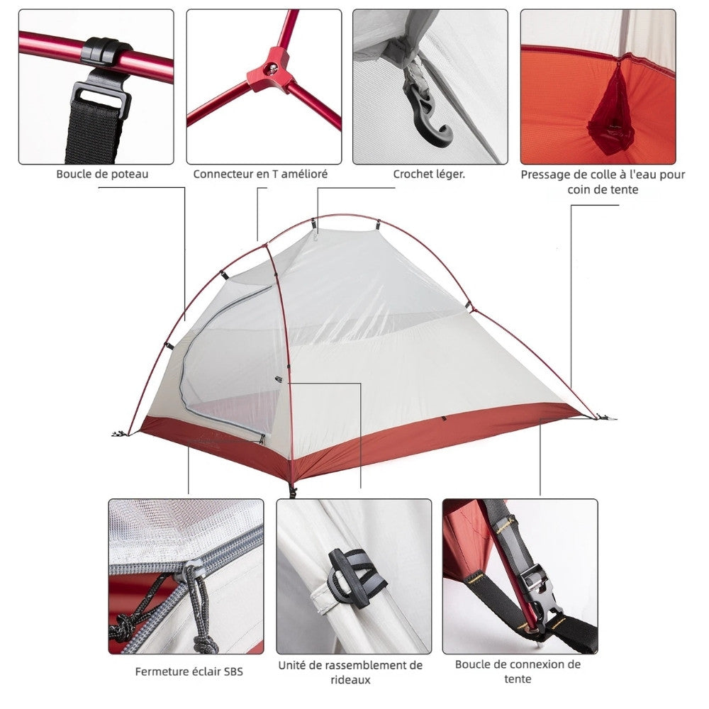 Tente de camping ultra-légère 2 places | Imperméabilité Pro