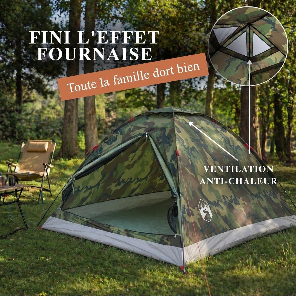 Tente de camping dôme 3 places camouflage
