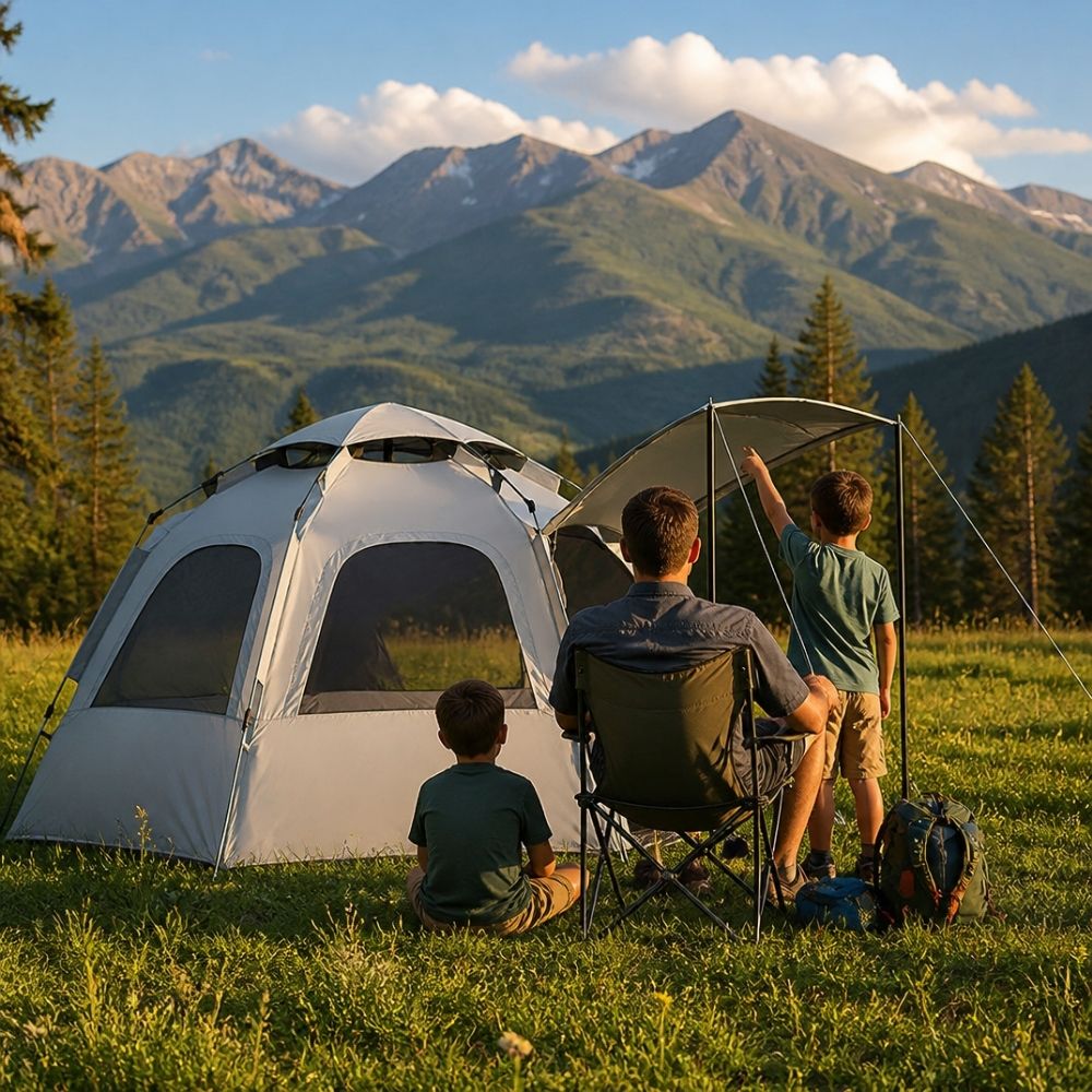 Tente camping 4 places | Ouverture automatique hexagonale