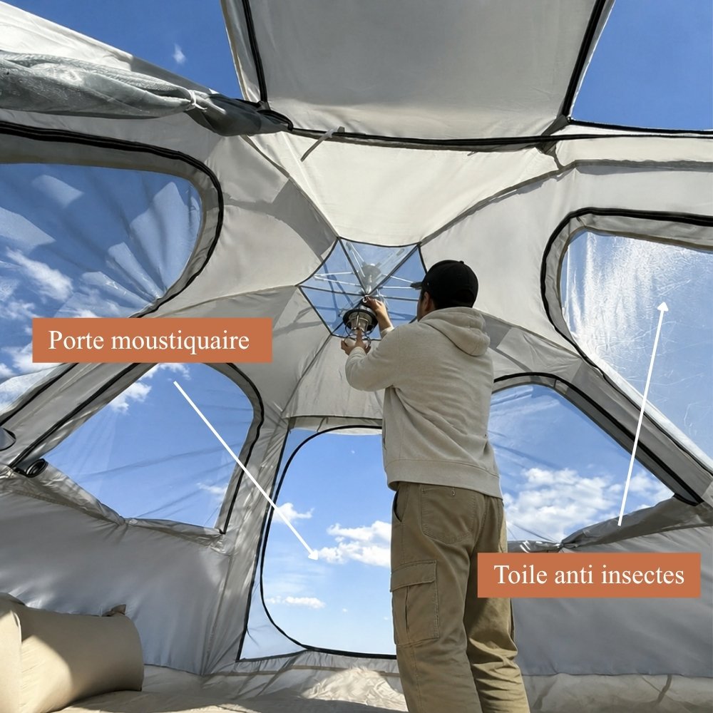 Tente camping 4 places | Ouverture automatique hexagonale