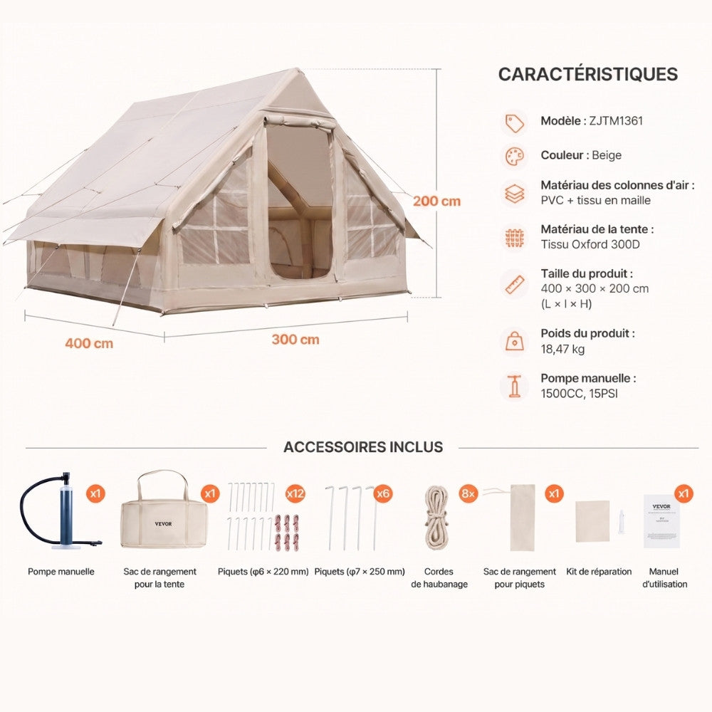 Tente camping familiale gonflable | L'Air Lodge