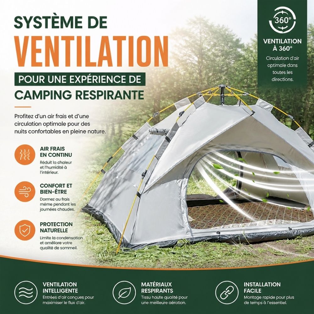 Tente de camping automatique 4 places | Montage en quelques secondes