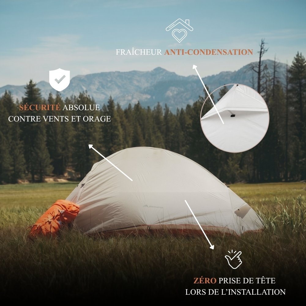 Tente de camping ultra-légère 2 places | Imperméabilité Pro